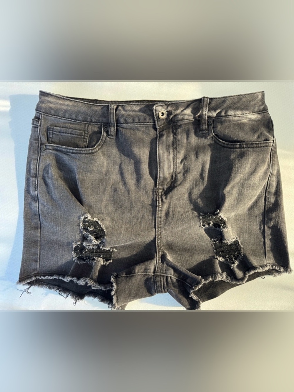 Blackheart Dark Gray Distressed Jean Shorts